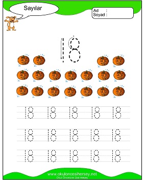 okul öncesi 1 sayısı çizgi çalışması